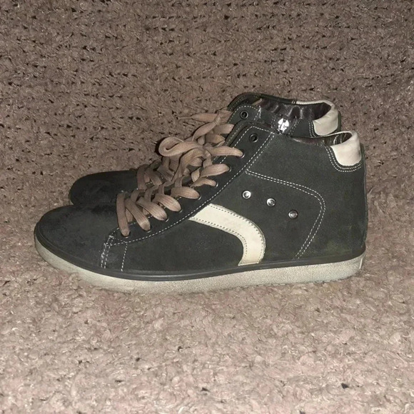 IGI&CO-Italy-Mid-Top Oiled Suede Sneakers-Side Zip-Distressed-Sz 43-Near Mint - Picture 2 of 8
